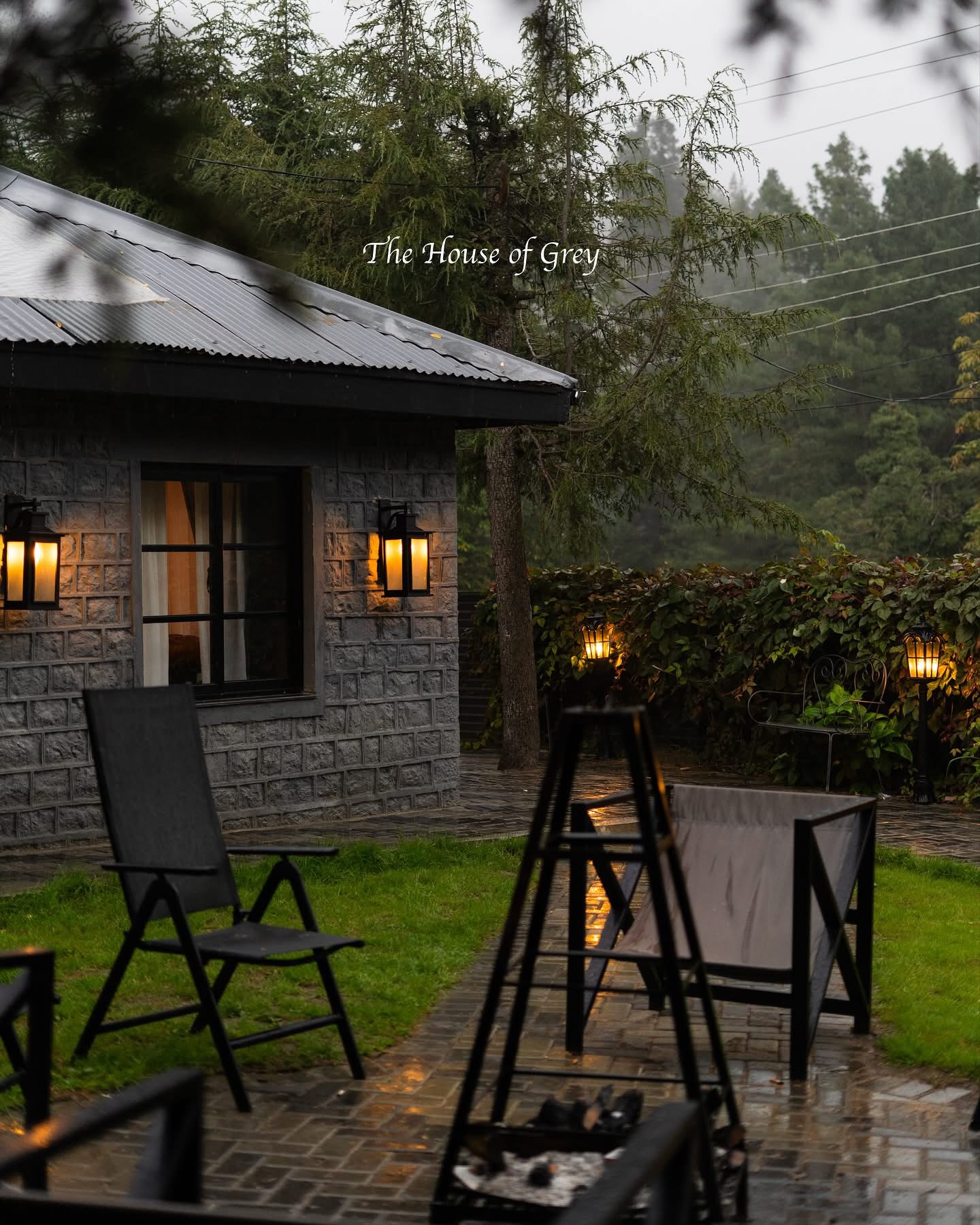 Luxury mountain villa exterior in pine forest, Nathia Gali